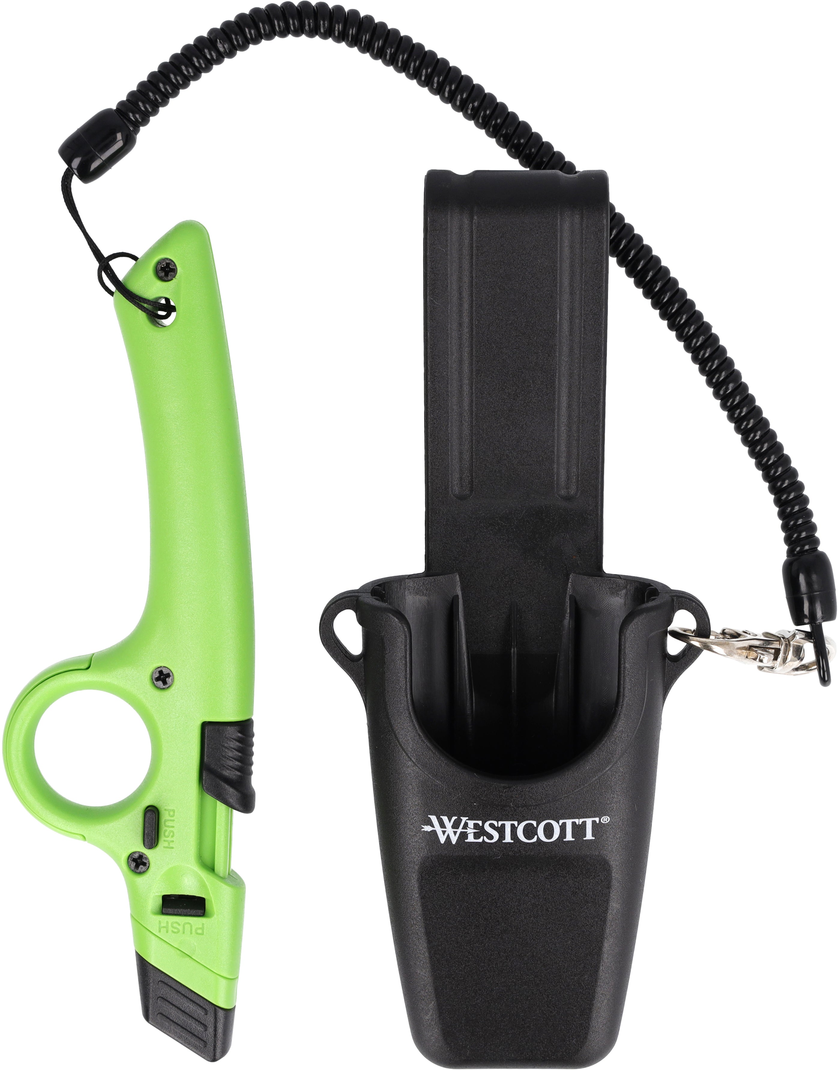 Westcott E17531SET – Sicherheitsmesser, Keramikklinge, einziehbar, Fingerschlaufe, Holster und Lanyard