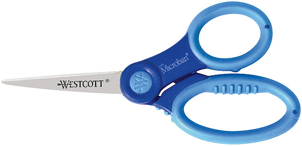 Westcott Kinderschere 17,9 cm, spitz – Softgrip, Hygiene-Schutz, farbig sortiert