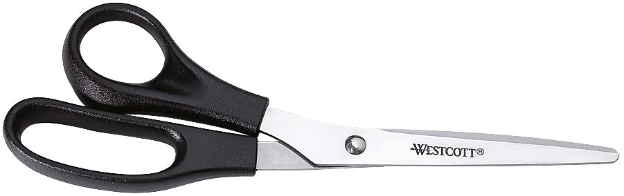 Westcott Schere 21,0 cm, für Linkshänder – Edelstahl, ergonomischer Kunststoffgriff, Schwarz