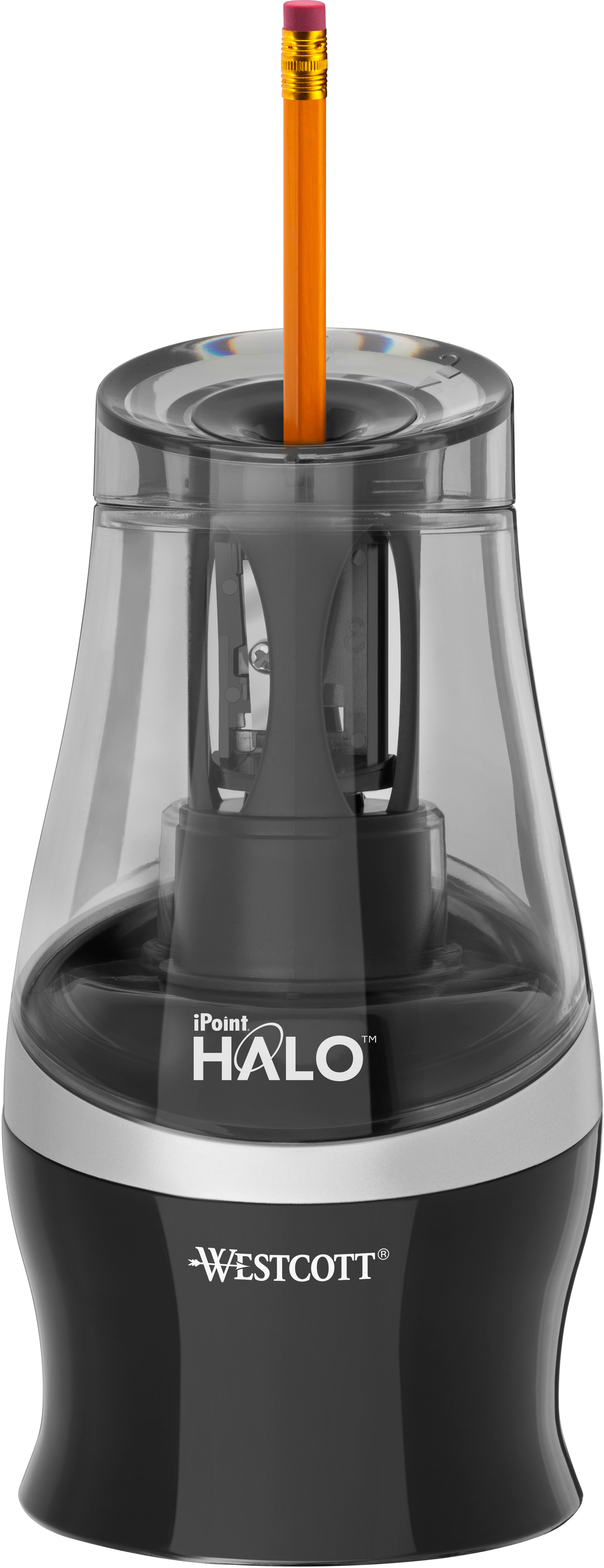 Westcott iPoint Halo E-5505000 Elektro-Spitzmaschine – für Ø bis 8 mm – batteriebetrieben (4×AA) – schwarz