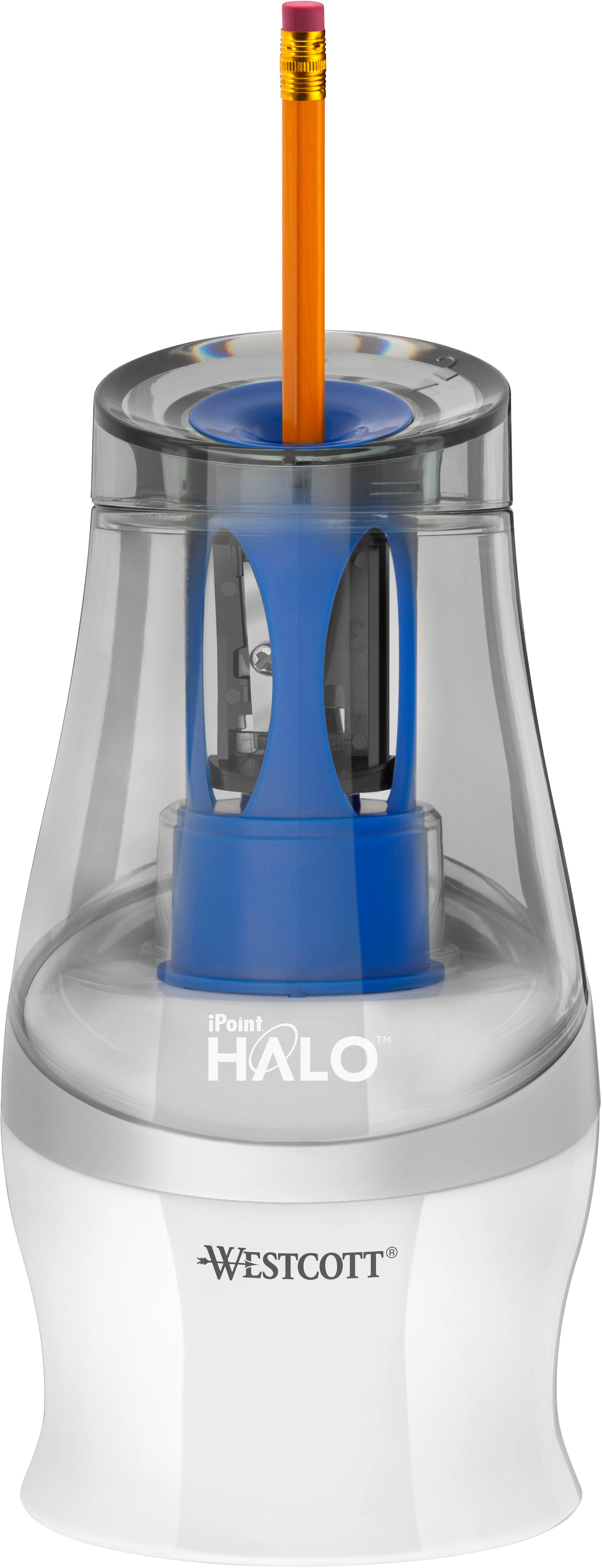 Westcott iPoint Halo E-5505100 Elektro-Spitzmaschine – für Ø bis 8 mm – batteriebetrieben – weiss
