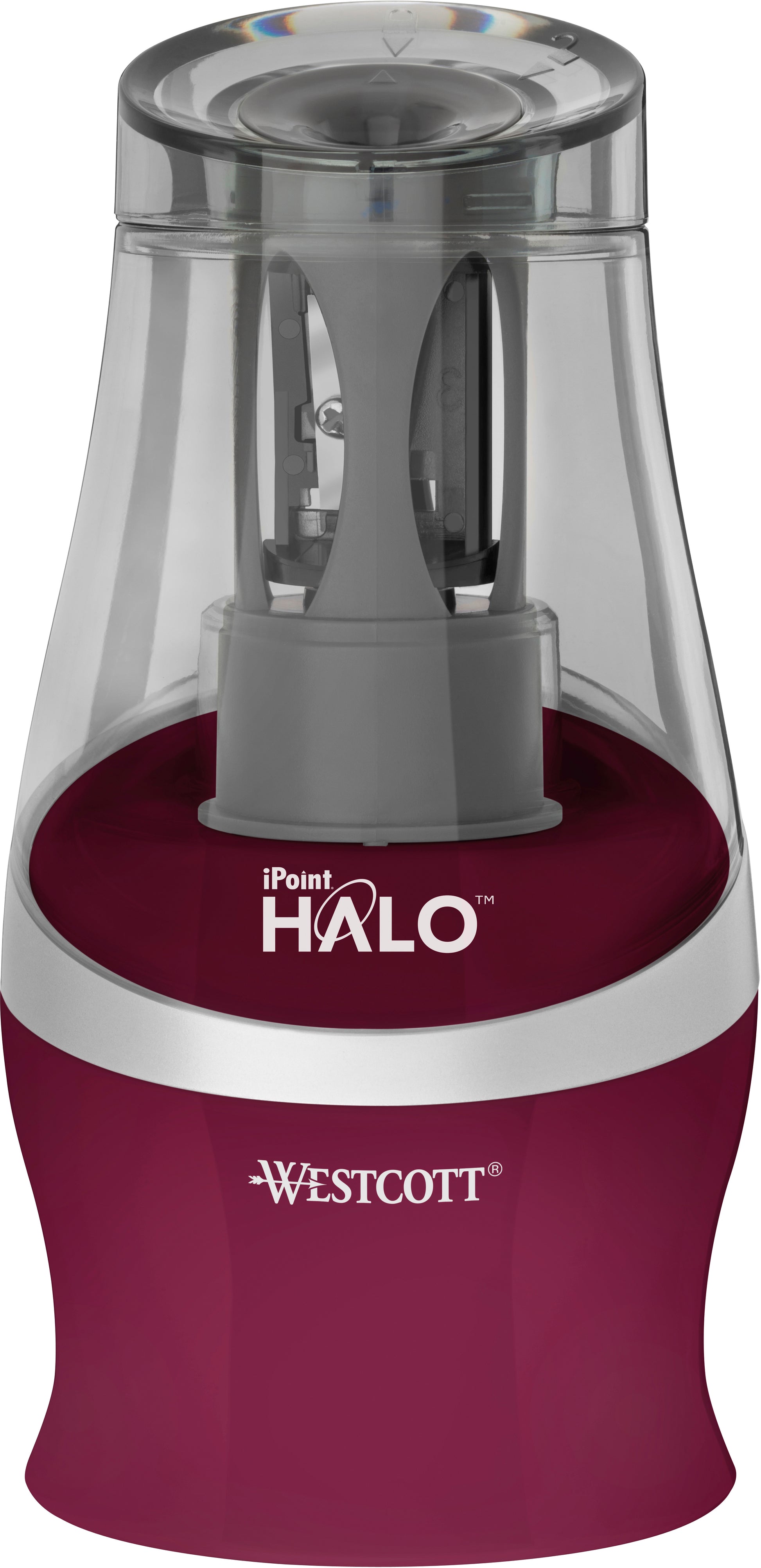 Westcott iPoint Halo E-5505200 – Elektro-Spitzmaschine – für Ø bis 8 mm – batteriebetrieben – Brombeere