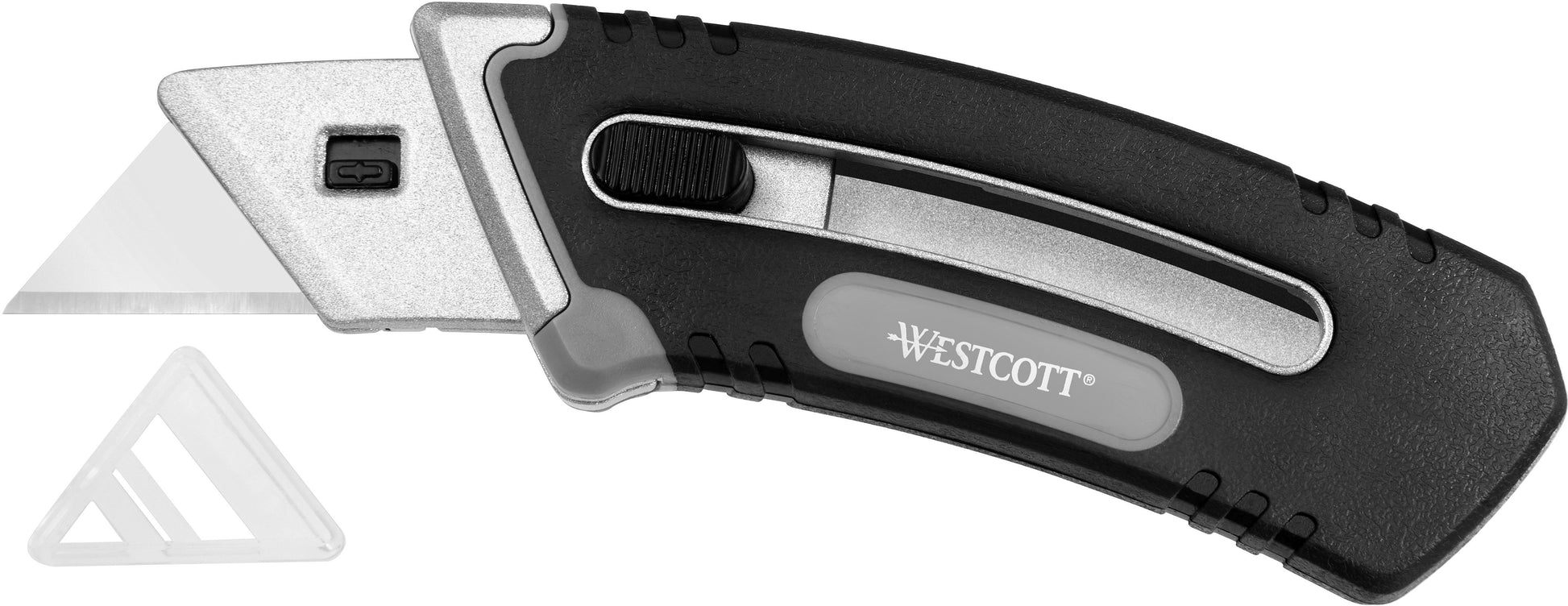 Westcott E-8402900 – Sicherheitsmesser, Klingenaustritt 25 mm, Aluminiumgehäuse, automatischer Klingenrückzug