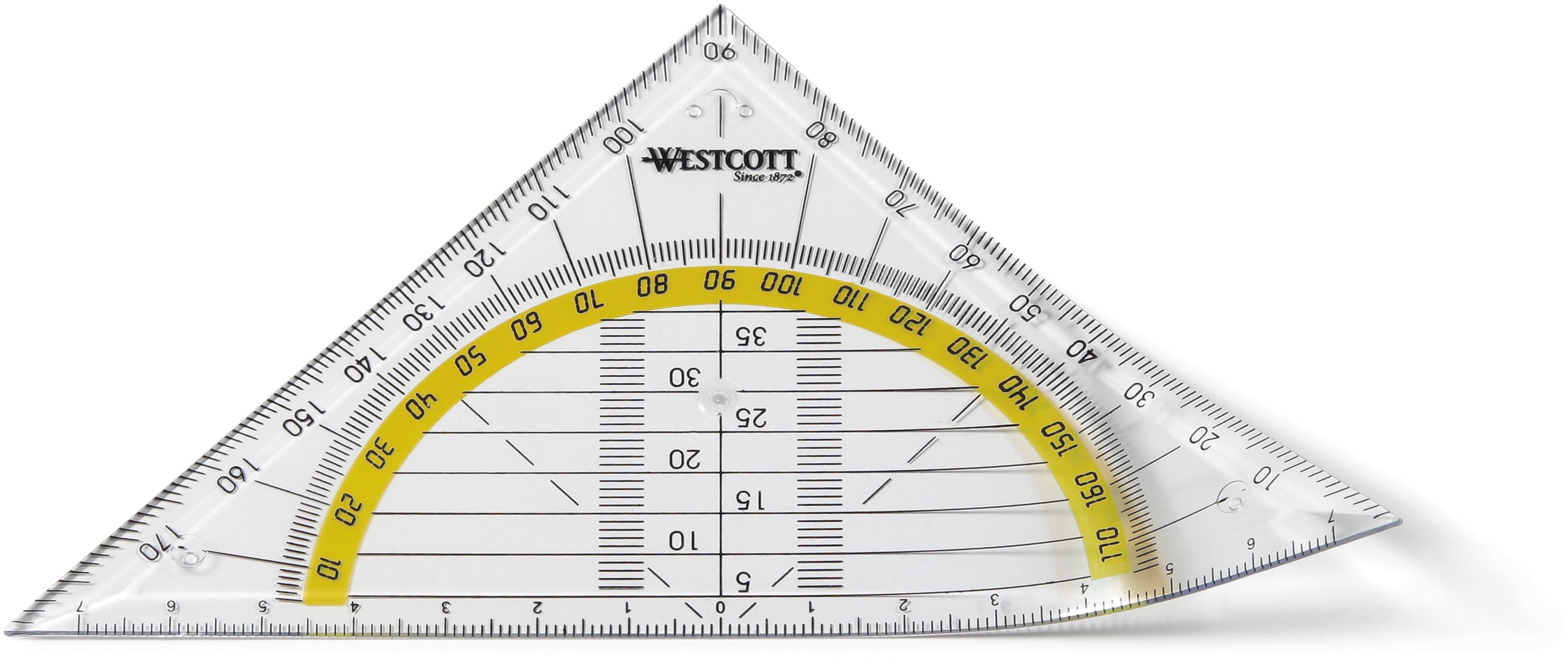 Westcott Geodreieck, 15 cm – flexibel, unzerbrechlich, mit Tuschenoppen – Kunststoff