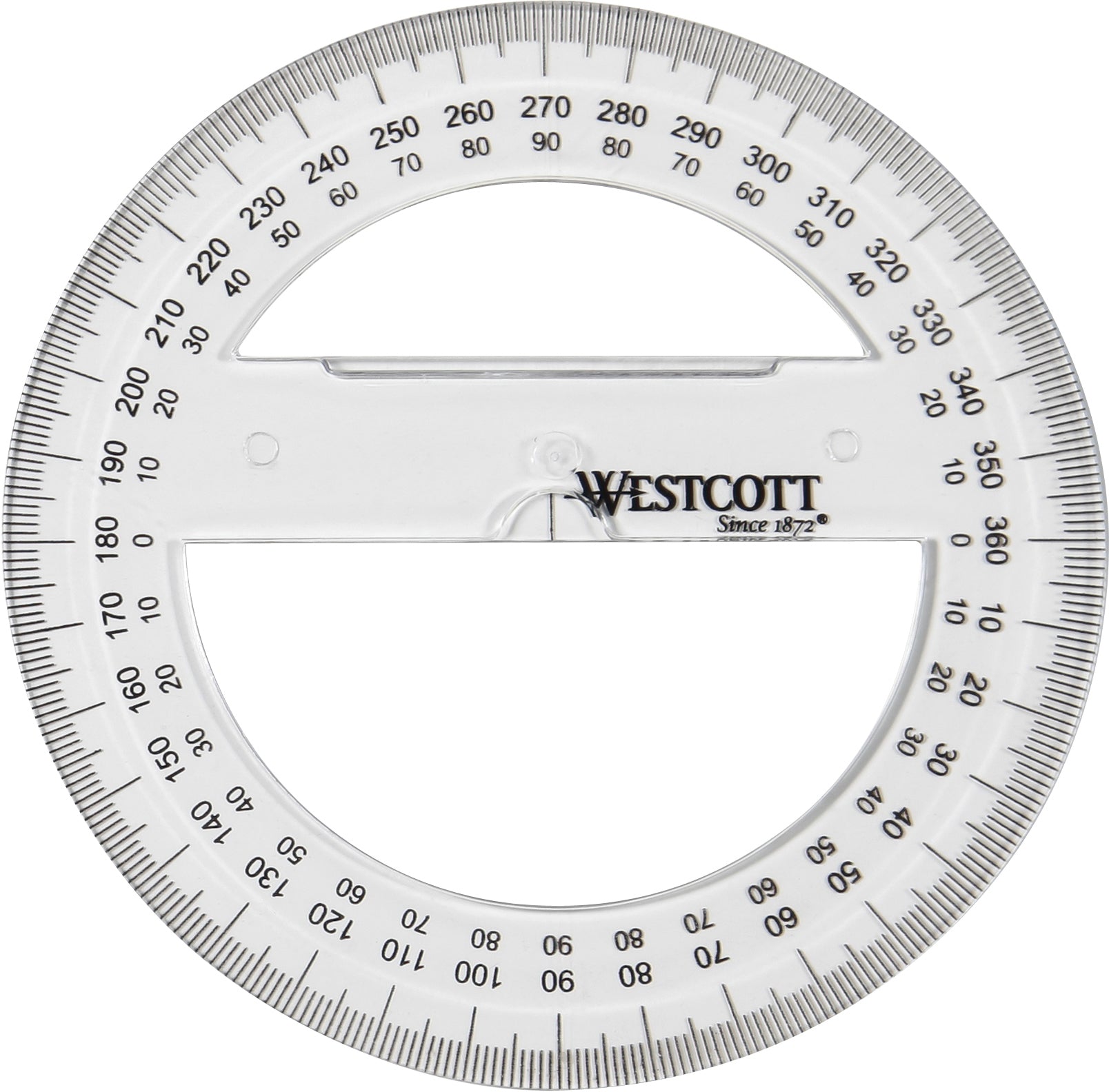 Westcott Winkelmesser 360° – Ø 10,6 cm – Kunststoff – Transparent