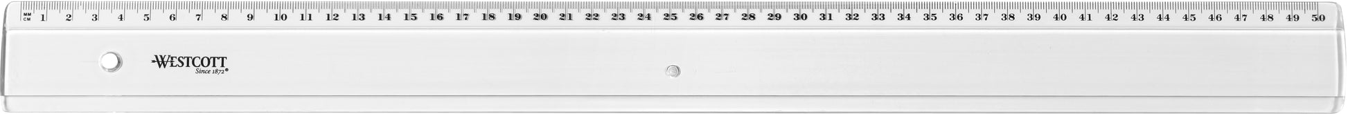 Westcott Lineal – Kunststoff – 50 cm – Tuschekante, Aufhängeöse – Transparent