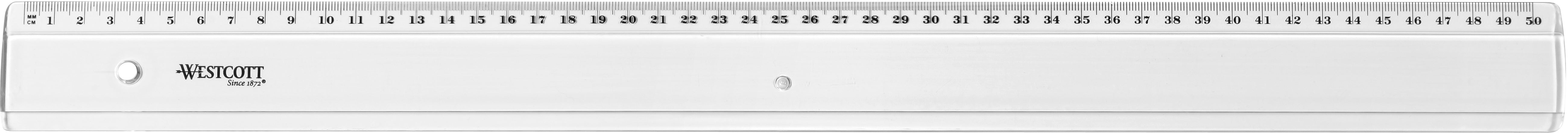 Westcott Lineal – Kunststoff – 50 cm – Tuschekante, Aufhängeöse – Transparent