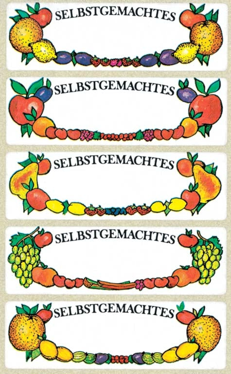 Z-design Haftetiketten – 81 × 158 mm, wiederablösbar, Papier, Motiv Früchte