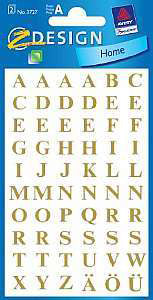 Z-design Schmucketiketten, Buchstaben (Times Bold), Gold, 7,5 mm