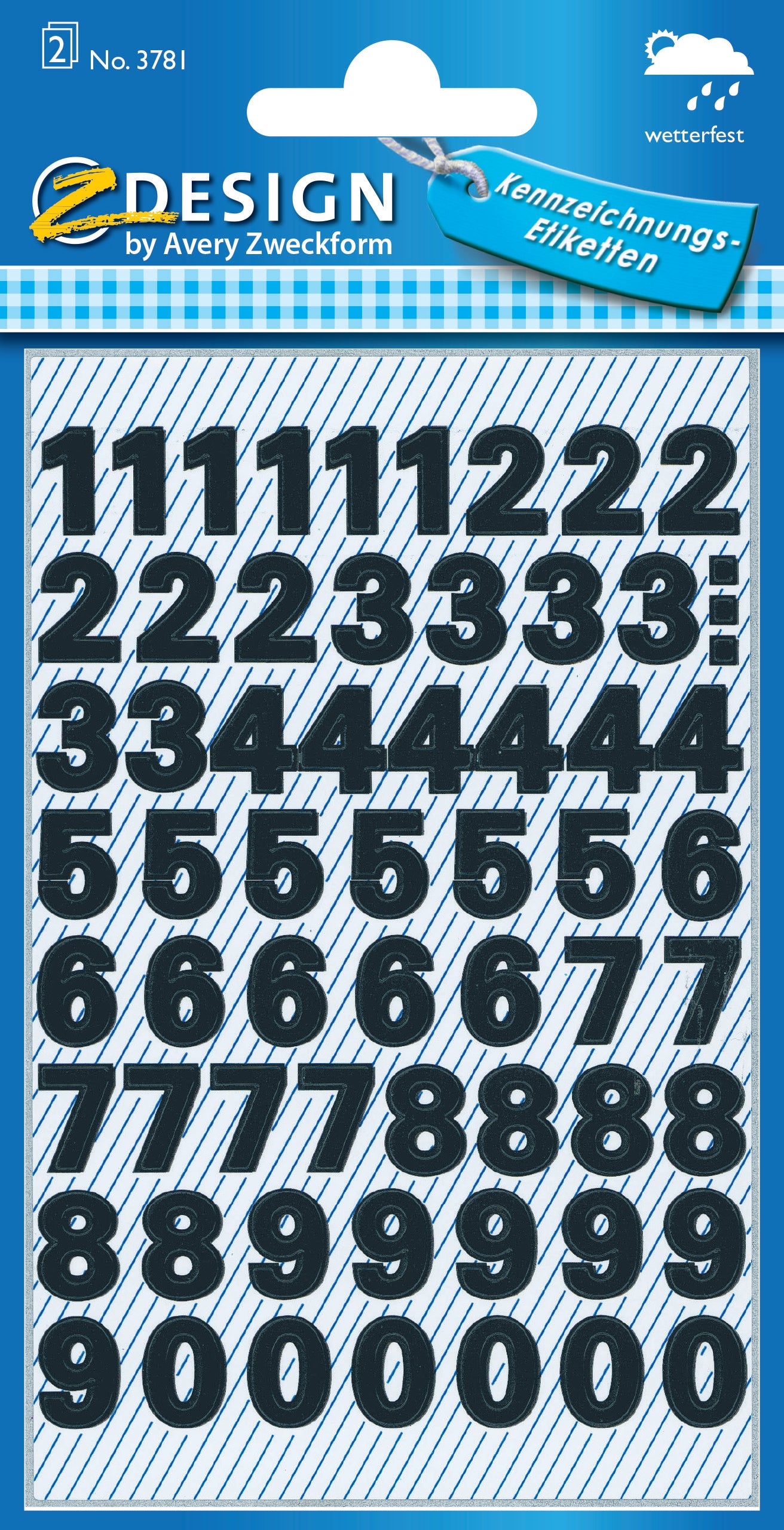 Z-design Haftetiketten – Buchstaben & Zahlen, 9,5 mm, Schwarz, Polyester