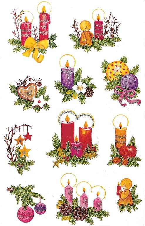 Z-design Sticker, Weihnachten (Kerzen), Glitzer, 81 × 159 mm