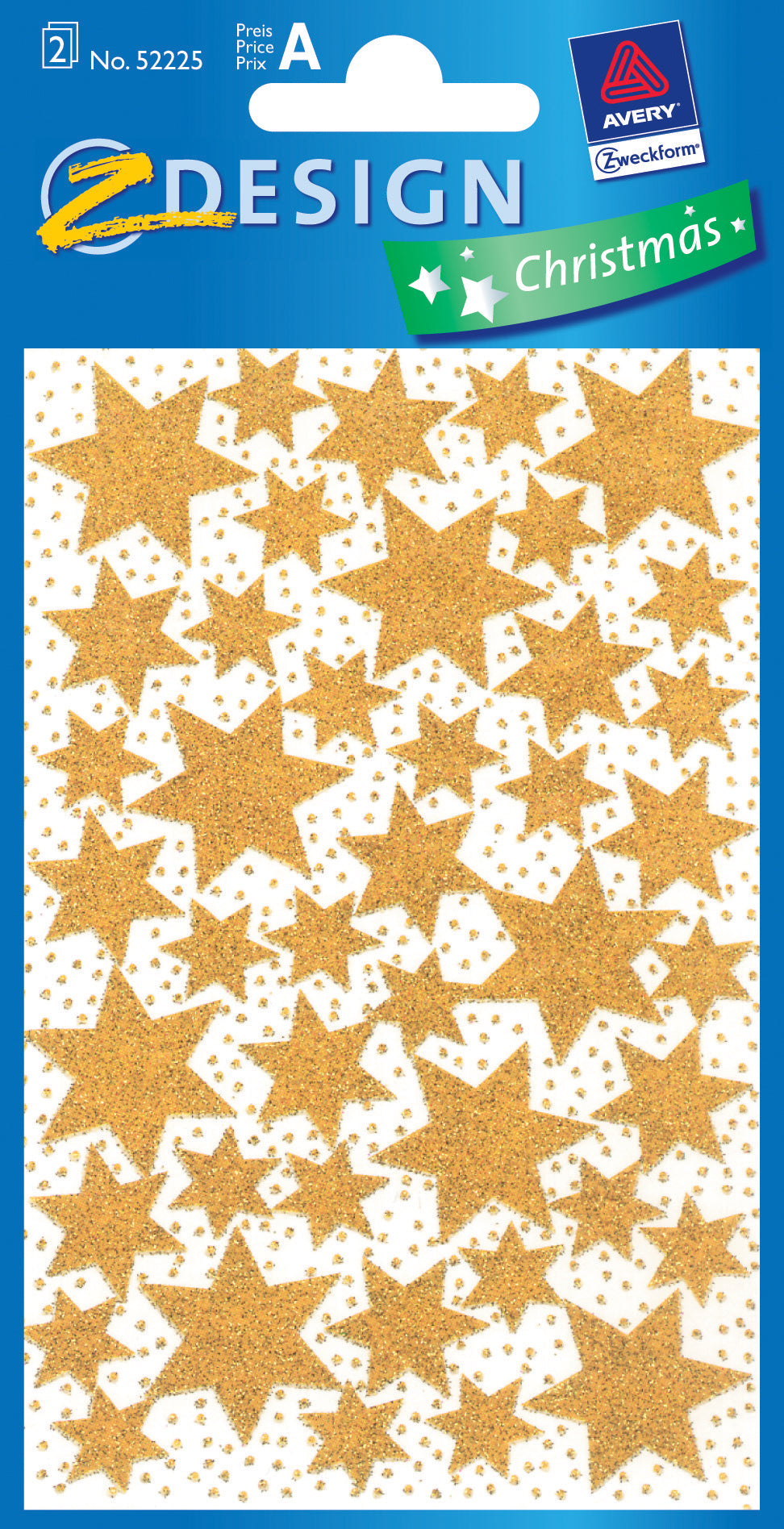 Z-design Sticker – 15,7 × 8,2 cm, Sterne, gold