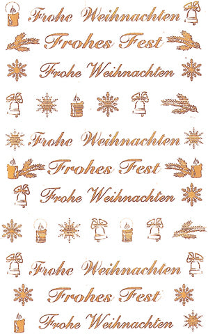Z-design Sticker/Etiketten, Frohe Weihnachten, transparent/gold, 81 mm × 159 mm