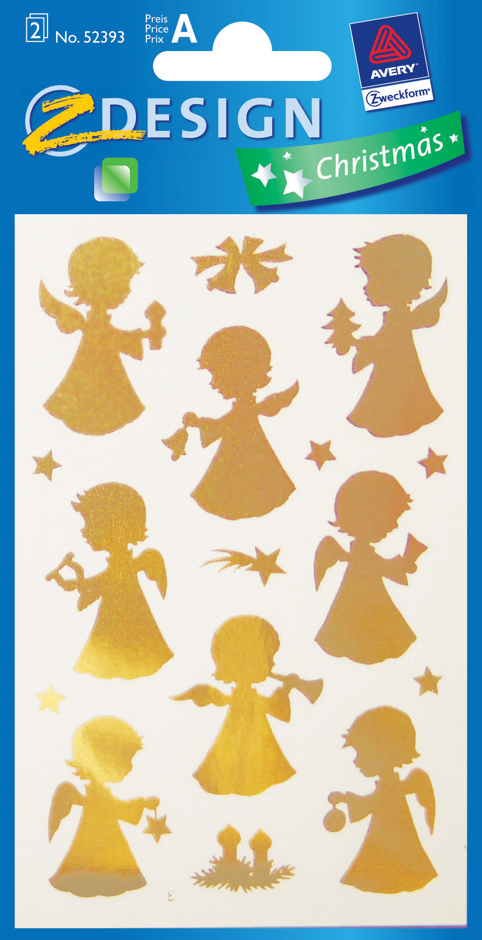Z-design Schmucketiketten, Engel, Weihnachten, Gold, 2 Bögen, 32 Stk, 85 × 162 mm