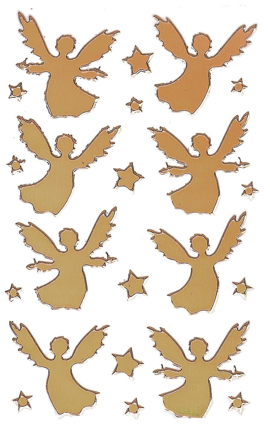 Z-design Sticker/Etiketten, Engel, Weihnachten, Gold, Effektfolie, 22 Stk, 1 Bogen, 81 × 158 mm