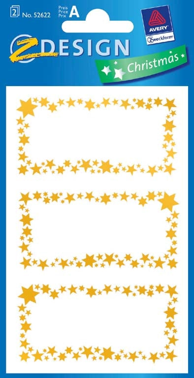 Z-design Sticker, Sterne, Gold, Glitzer, 84 × 160 mm