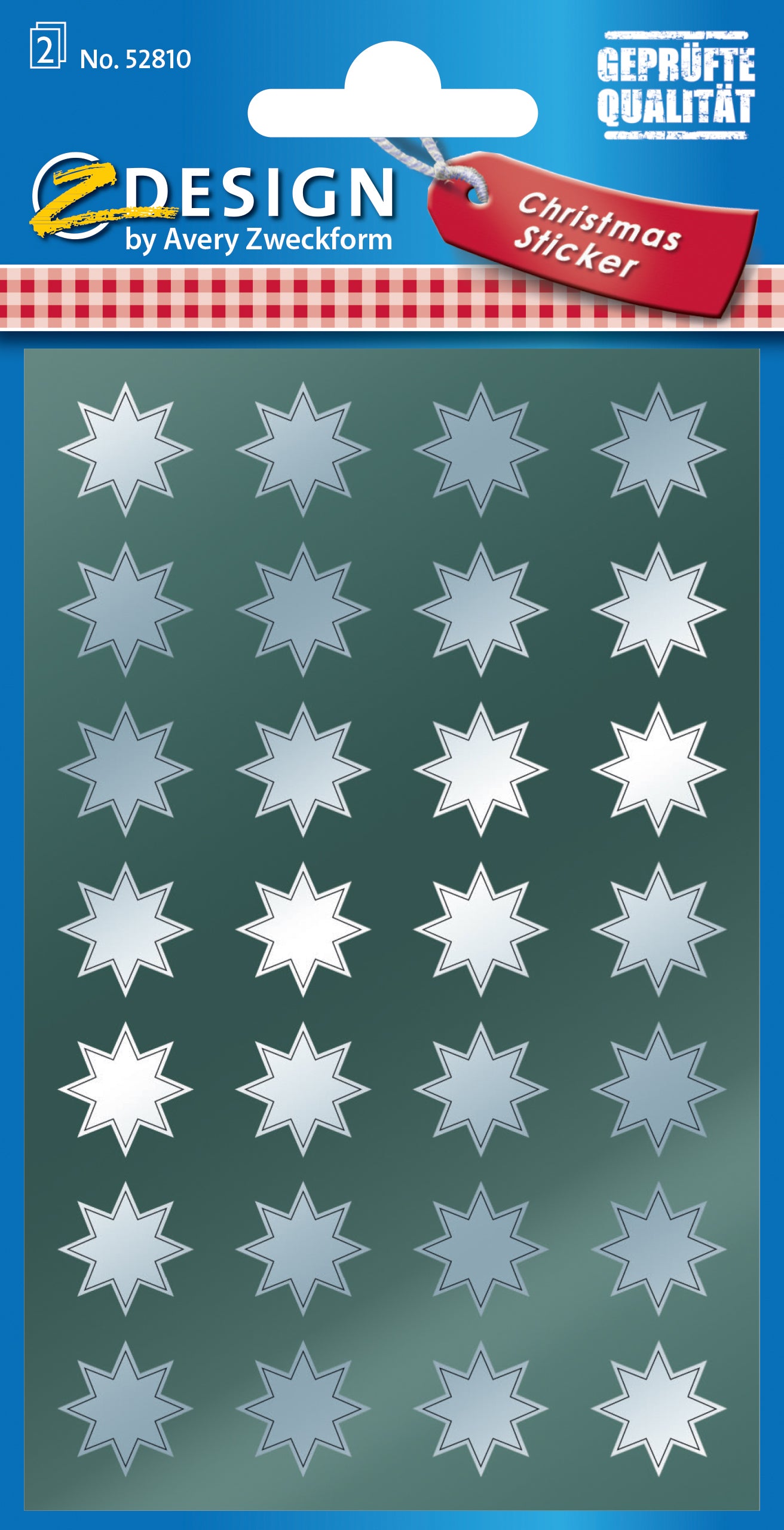 Z-design Sticker, Sterne, Silber, Glänzend, 81 × 161 mm