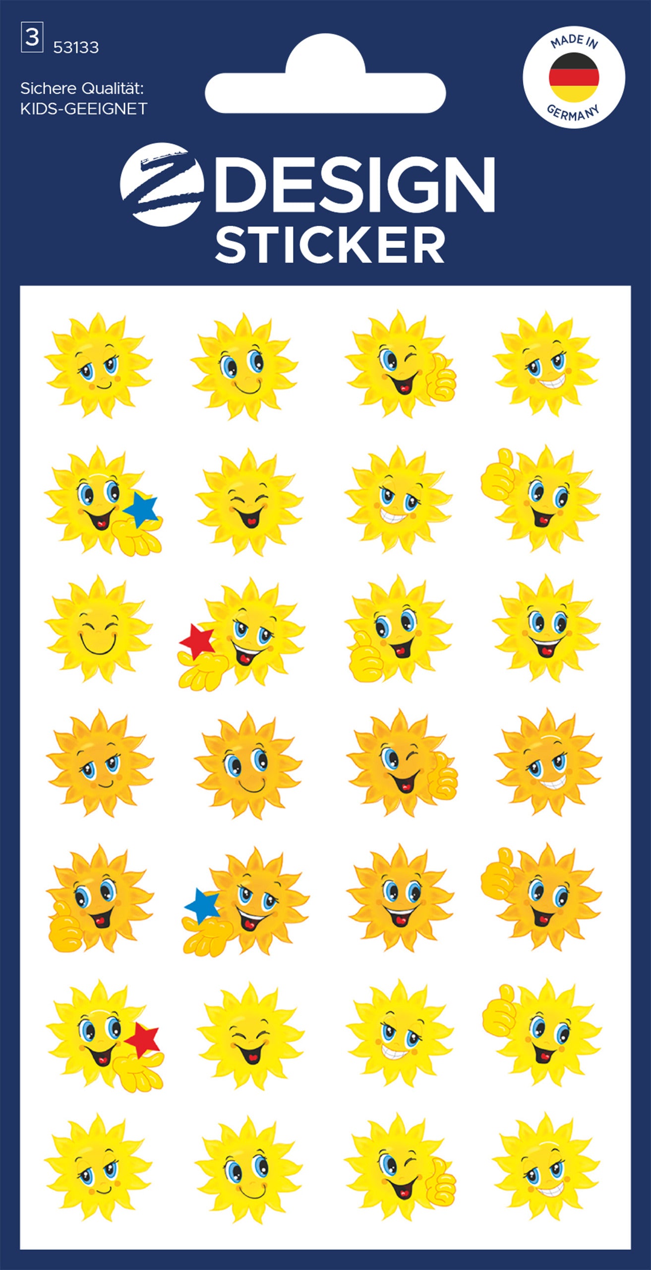 Z-design Sticker, Sonne, Gelb, 84 Stk (3 Bögen)
