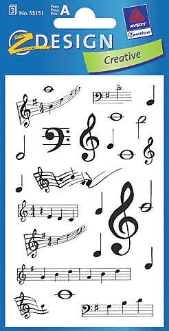 Z-design Sticker, Musiknoten, 84 × 160 mm