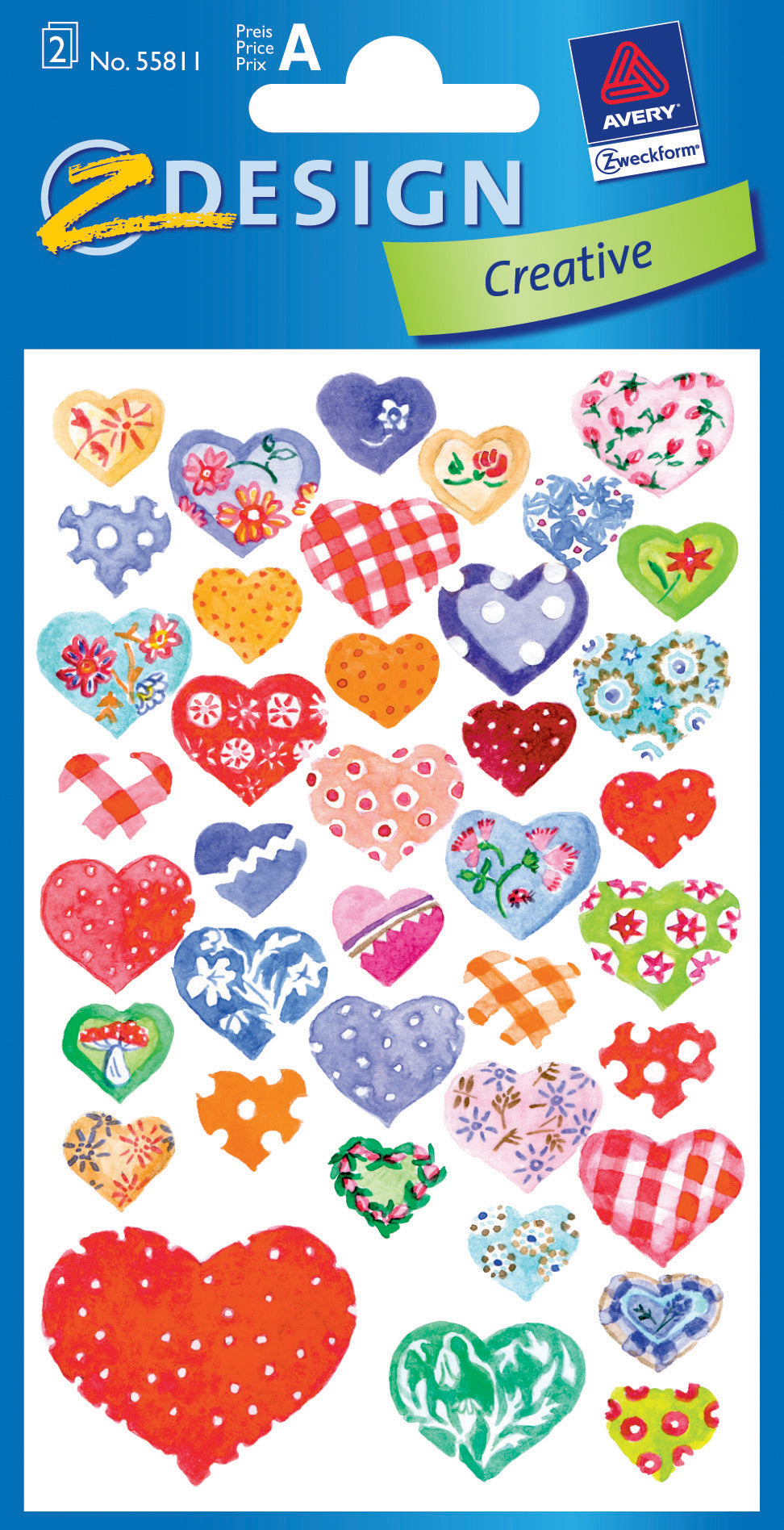 Z-Design – Sticker, Herzen, Glitzer, 82 × 157 mm