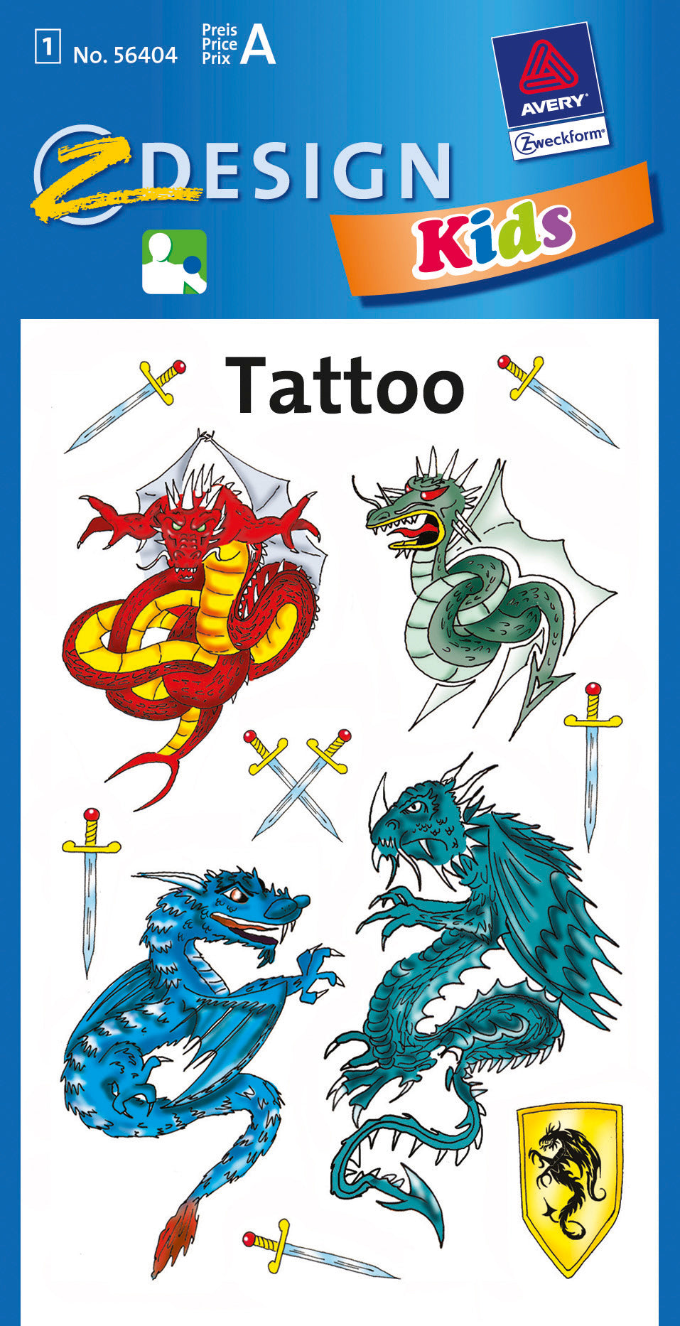 Z-design Tattoo-Sticker, Drache, 15,6 × 8,4 cm