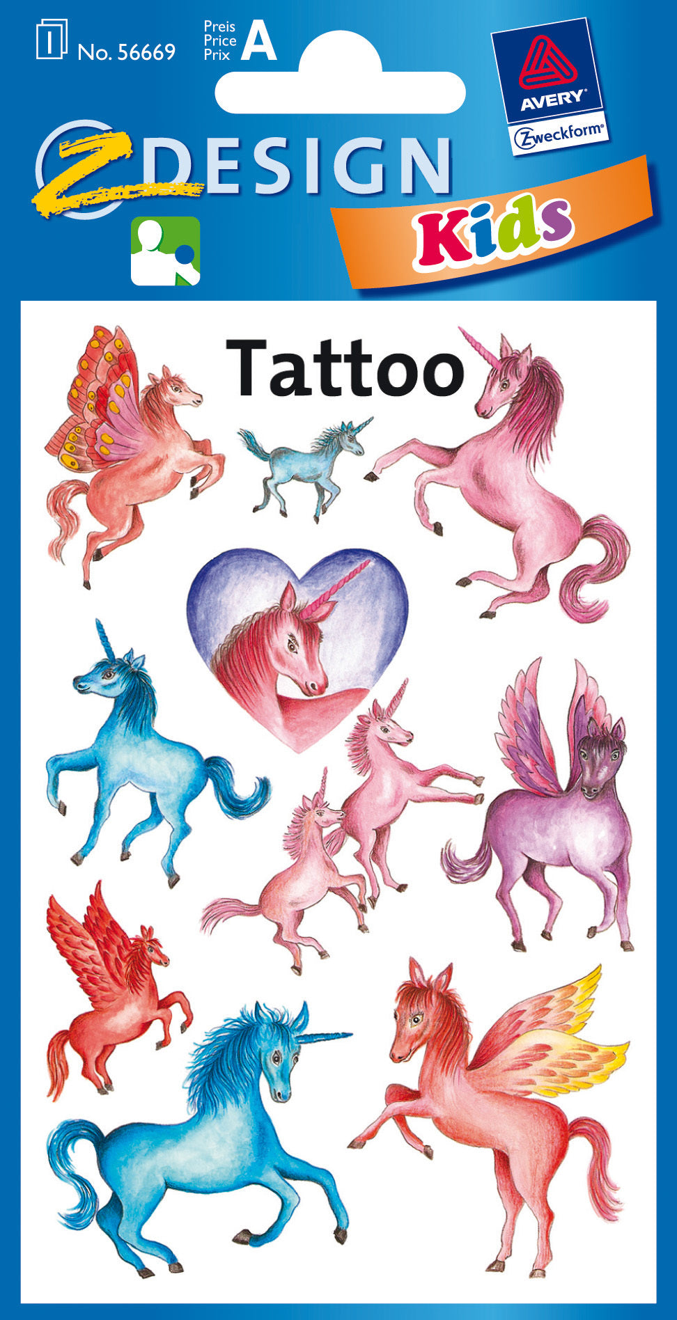 Z-design Tattoo-Set Einhorn – 8,4 × 0,3 × 15,6 cm