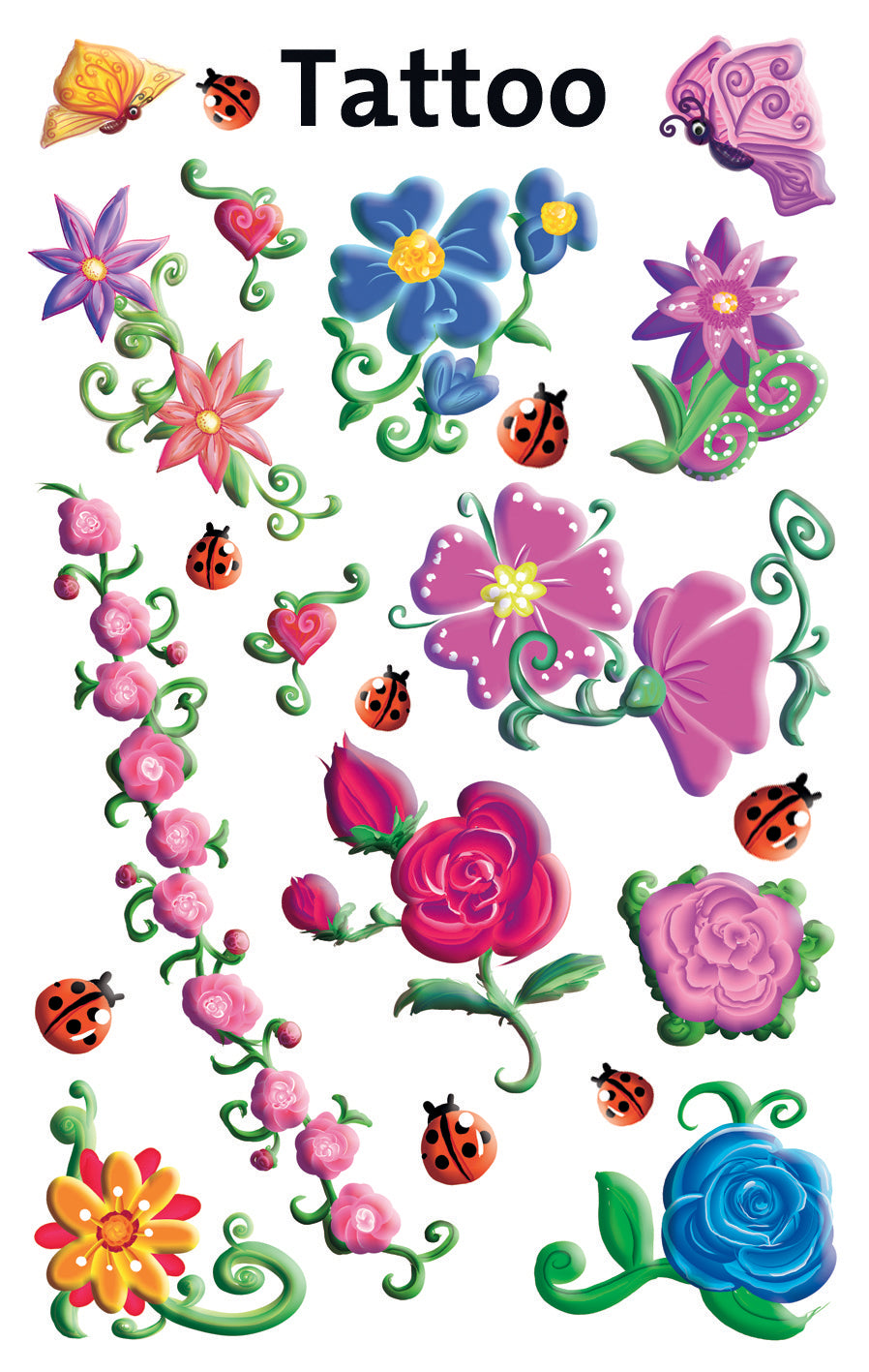 Z-design Sticker Tattoo, Blumen, 86 × 159 mm