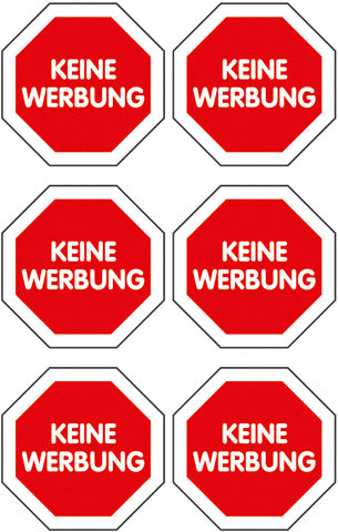 Z-design Hinweisaufkleber Keine Werbung – 82 × 157 × 1 mm