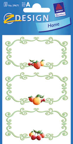 Z-design Schmucketiketten Früchte – rechteckig 82 × 3 mm, wiederablösbar, Papier