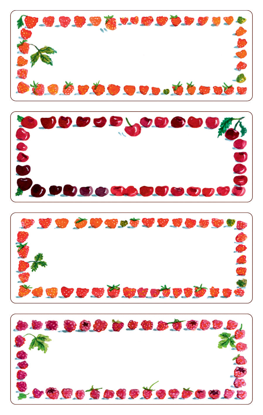 Z-design Schmucketiketten – Früchte, wiederablösbar, Papier