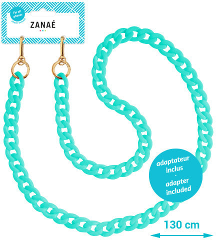 Zanaé Phone Necklace Mint 17358 – Trageband/Schlaufe – mit Universaladapter, für alle Smartphones – Türkis