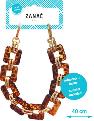Zanaé Phone Wristlace Golden Fire 17447 – Smartphone-Trageband – für alle Smartphones, Leopard/Gold