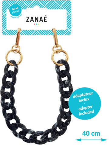 Zanaé Phone Wristlace Marble Vibe 17450 – Smartphone-Trageband – für alle Smartphones, Schwarz