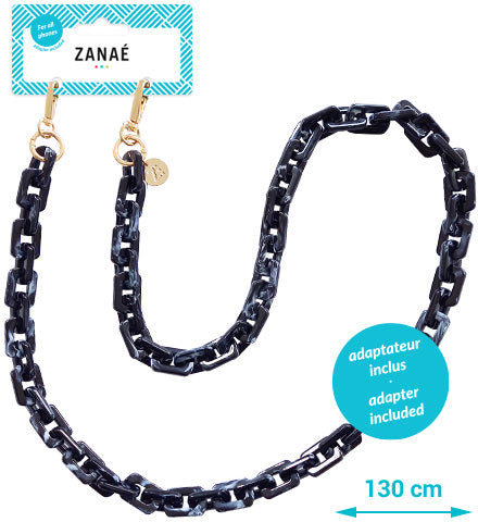 Zanaé Phone Necklace 18319 – Trageband/Schlaufe – mit Universaladapter – für alle Smartphones – Schwarz