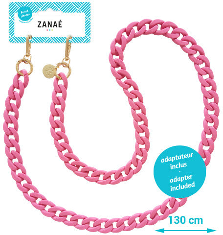 Zanaé Phone Necklace Peony 18341 – Trageband/Schlaufe – mit Universaladapter, für alle Smartphones – Pink