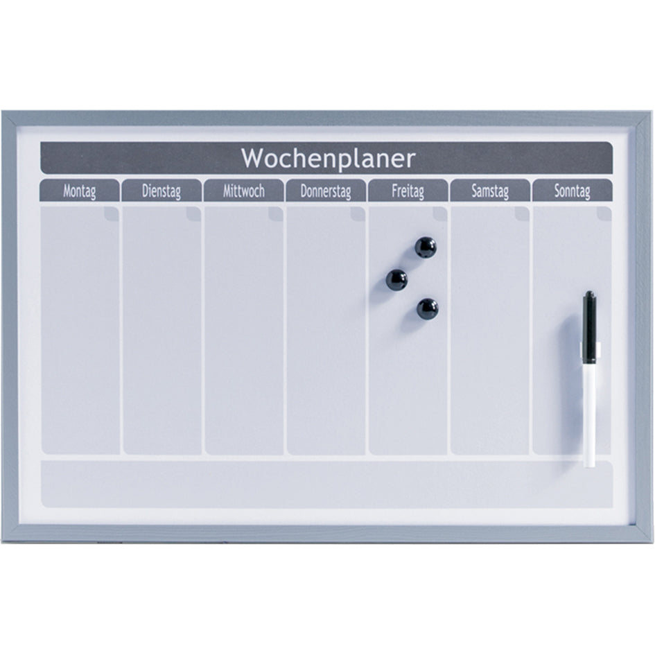Zeller Wochenplaner – magnetisch, trocken abwischbar – Metall – 59 × 39,5 cm – weiss