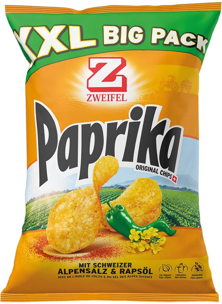 Zweifel Chips – Paprika, vegan – 387 g