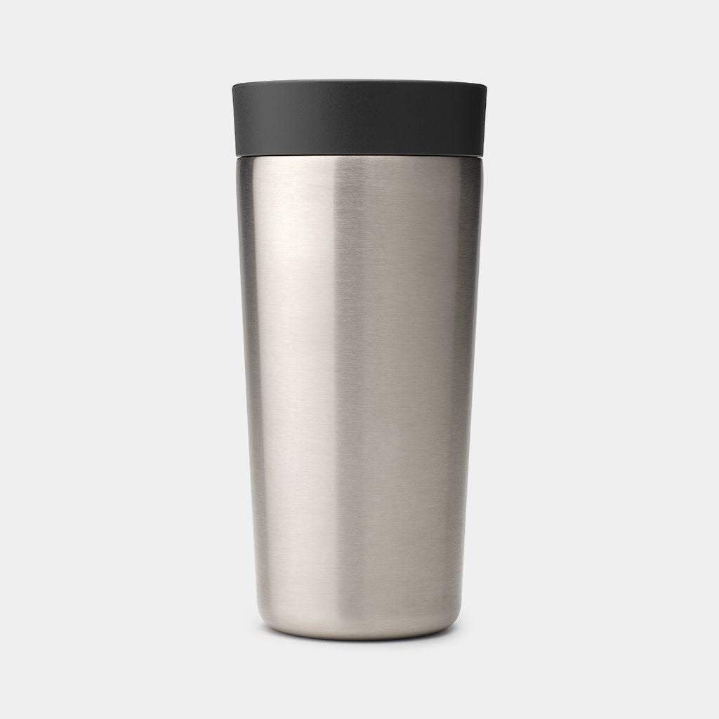 Brabantia Make & Take Thermobecher 360 ml – Doppelwandig 6–8 h heiss, Edelstahl, Schraubdeckel, Dunkelgrau