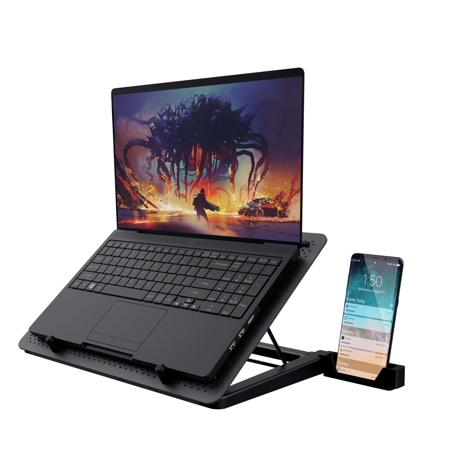 Trust Laptop-Ständer – für Notebooks bis 17,3", USB-Port, Aluminium, schwarz