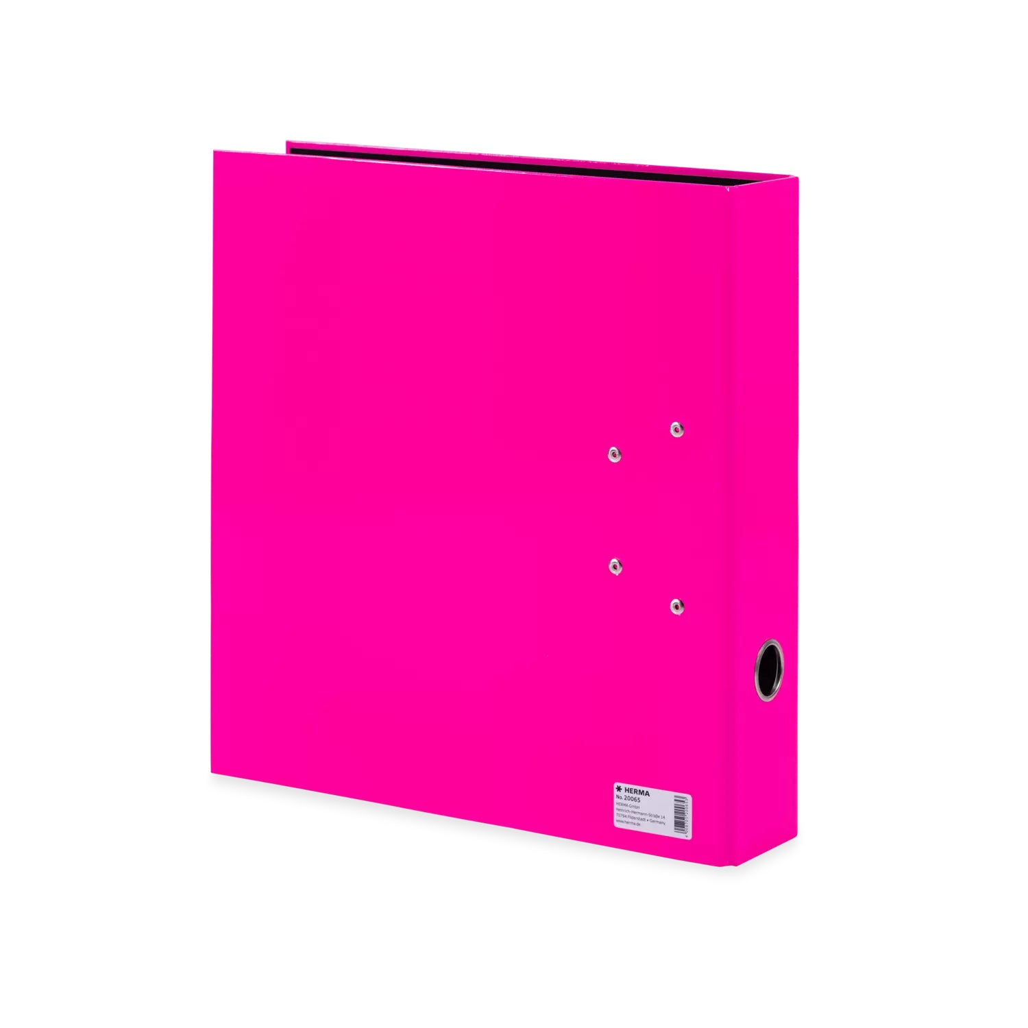 HERMA Ordner – A4 hoch – 2-Ring Hebelmechanik, Rücken 70 mm – neonpink, mit Niederhalter, mit Griffloch