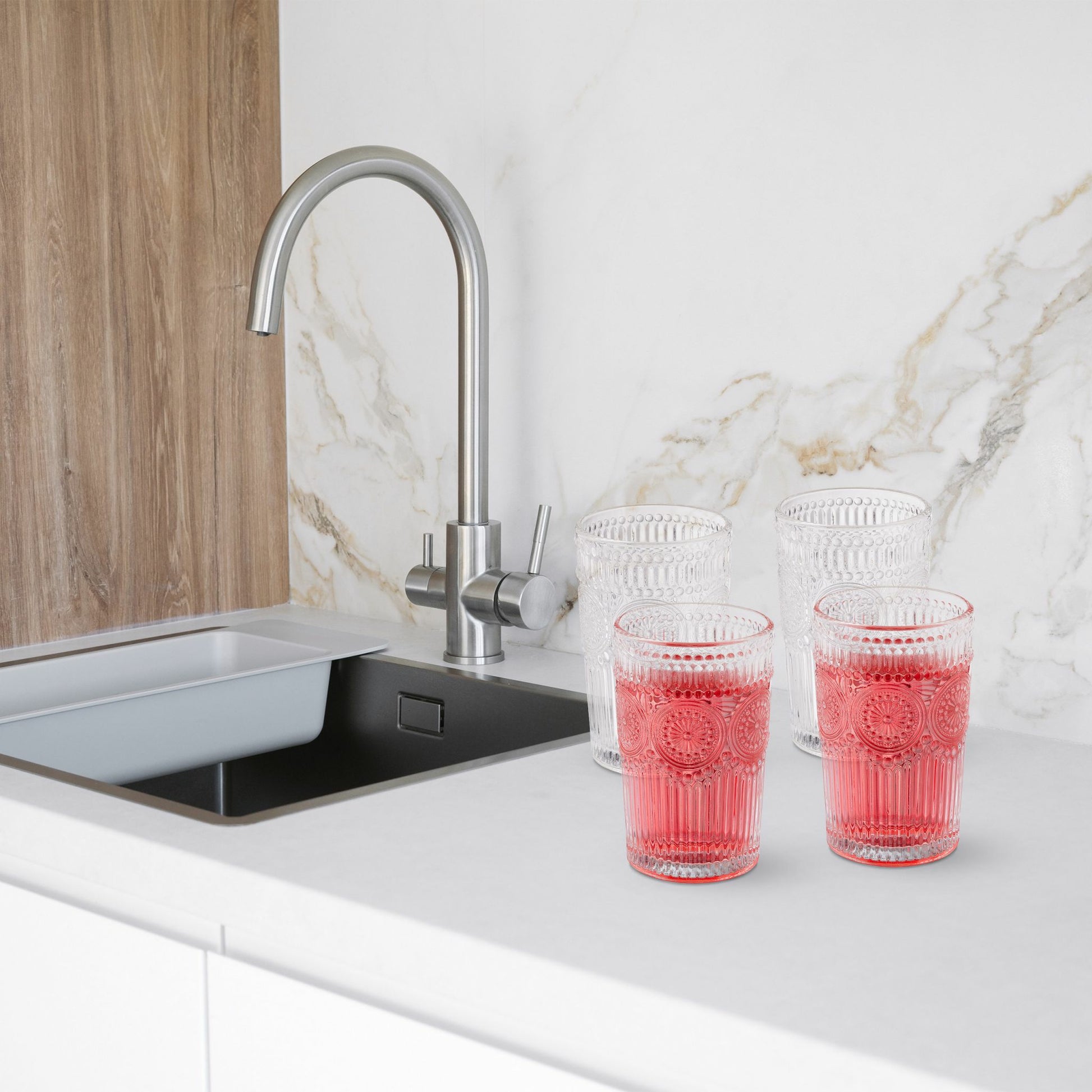 Relaxdays Trinkglas – 300 ml, Ø 8,0 cm, H 13,0 cm, Transparent
