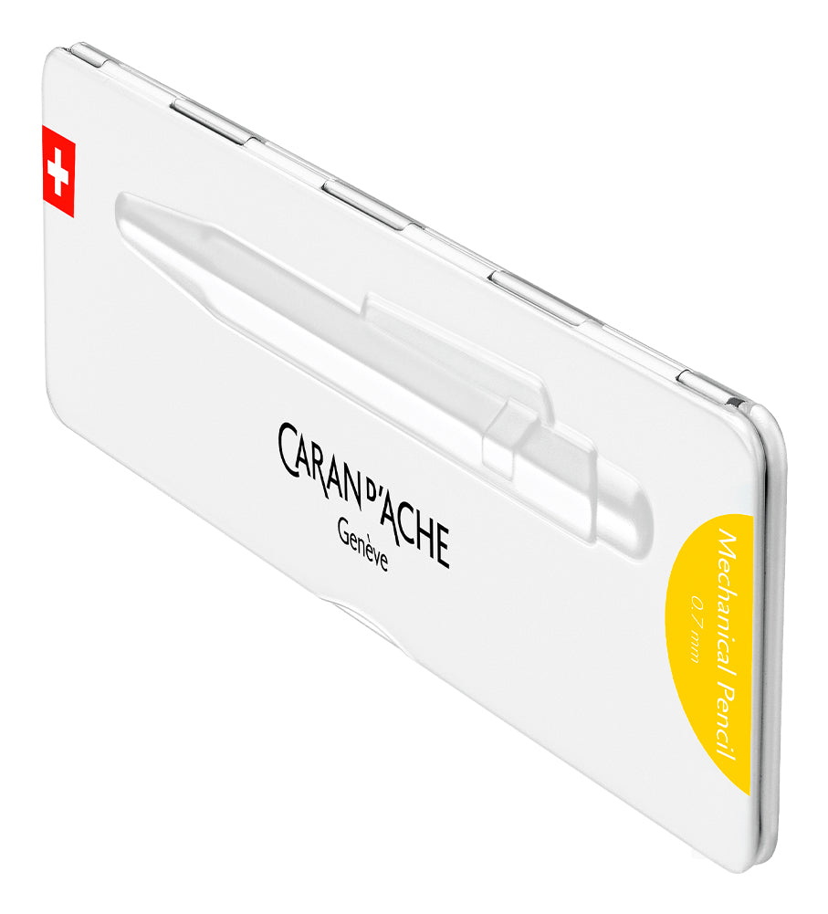 Caran d-Ache 849 Colormat-X Druckbleistift – 0,7 mm – Aluminium – Gelb – mit Radierer – 1er-Pack