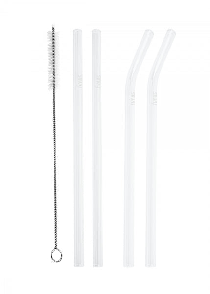 Silwy Trinkhalme – Glas, Ø 0,8 cm, 20 cm, 4 Stk., inkl. Bürste