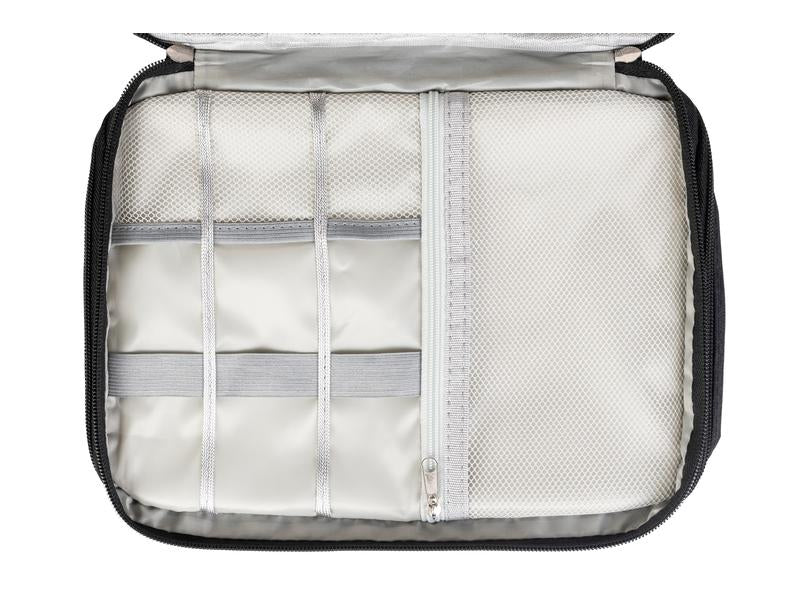 ONIT Reissverschlusstasche – 12 Fächer, Tragegriff, Reissverschluss – 27 × 21 × 9 cm – Schwarz – 300D Polyester