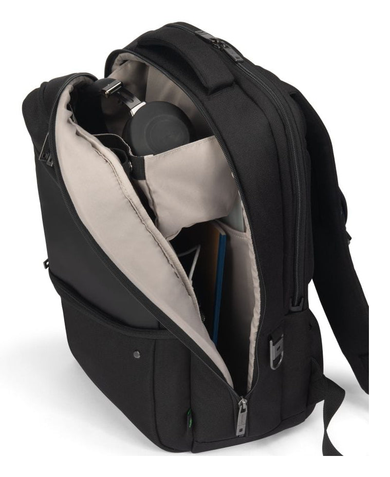 DICOTA Notebook-Rucksack bis 16" – abschliessbar, aus recycelten Materialien – Schwarz
