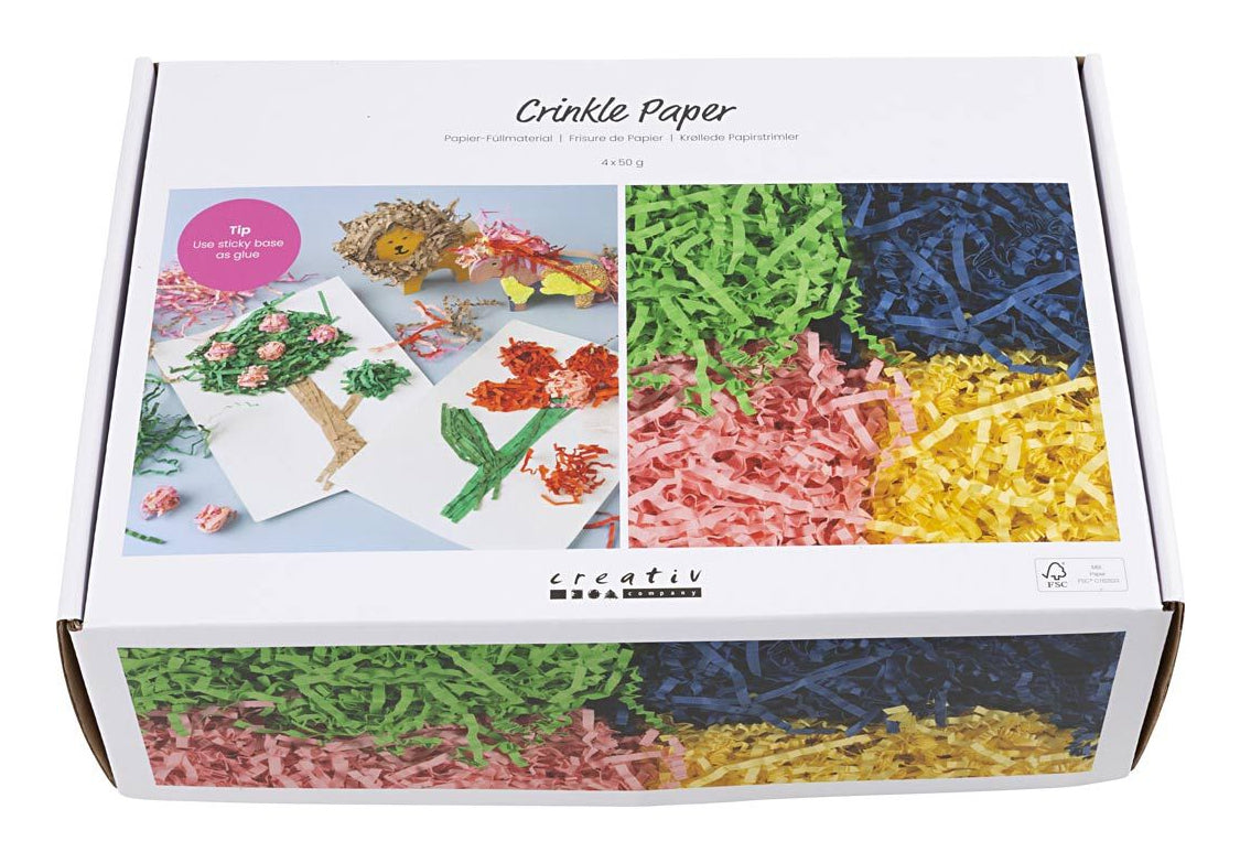 Creativ Company Papierstreifen – 0,2 kg – 3 mm Breite – blau, grün, pink, gelb – 1 Stück