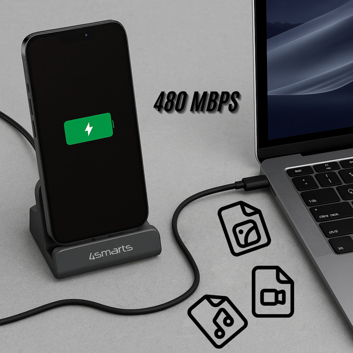 4smarts VoltDock Smartphone-Dock – USB-C – PD 60 W – für Smartphones (Universal) – Schwarz