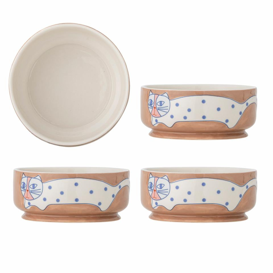 Bloomingville Missy Schalen – 4er Set, 715 ml, Ø 14,5 cm, H 6,0 cm, Steinzeug, Braun, spülmaschinenfest