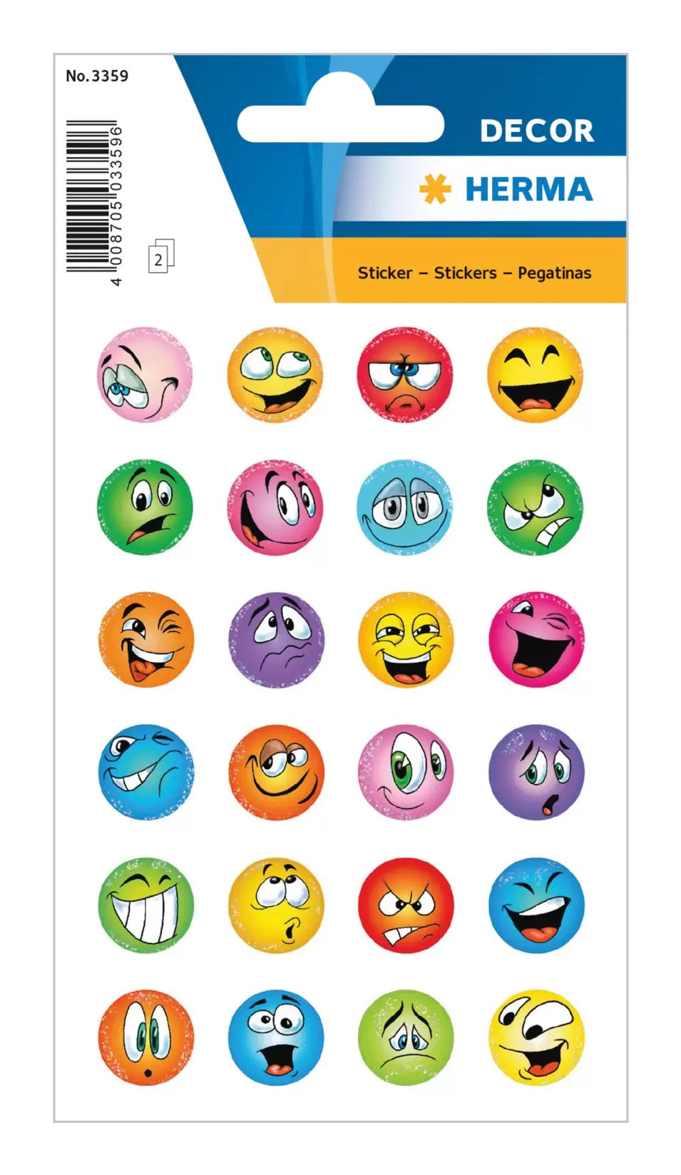 HERMA Schmucketiketten Belohnungssticker Smileys – 48 Stück – permanent – mehrfarbig