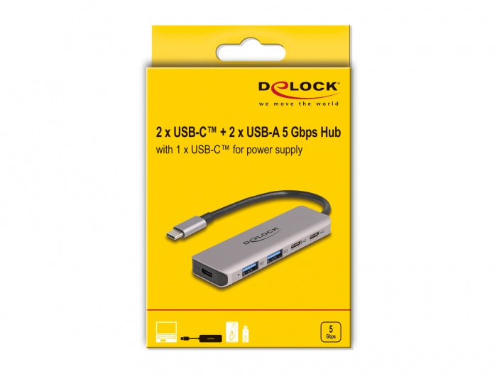 DeLOCK USB-Hub – USB-C, 2× USB-A, 3× USB-C, für Windows/Mac/Linux